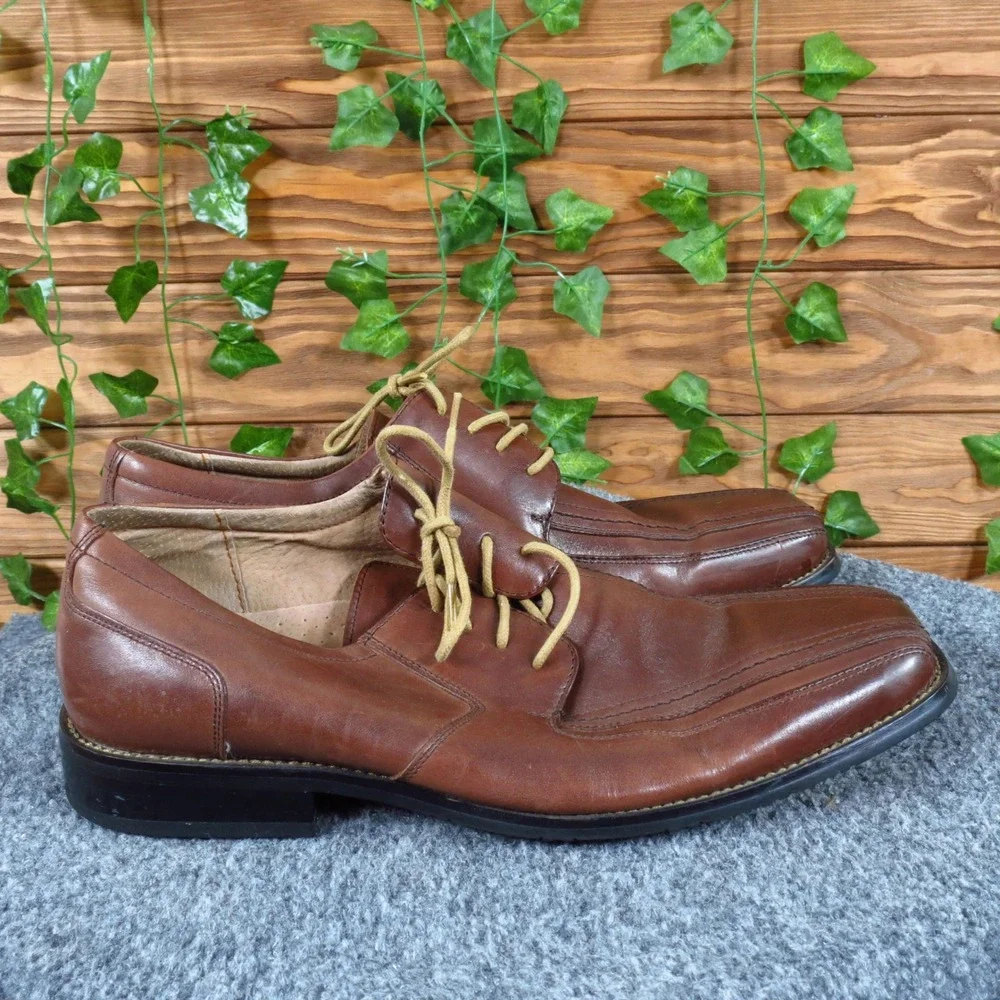 Stacy Adams Men Casual Bicycle Toe Oxford‎ Shoe Size 9 Wide Brown Leather